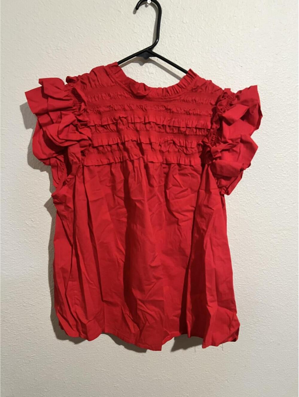 Marc New‎ York Andrew Marc Red Ruffle Sleeve Blouse 2X